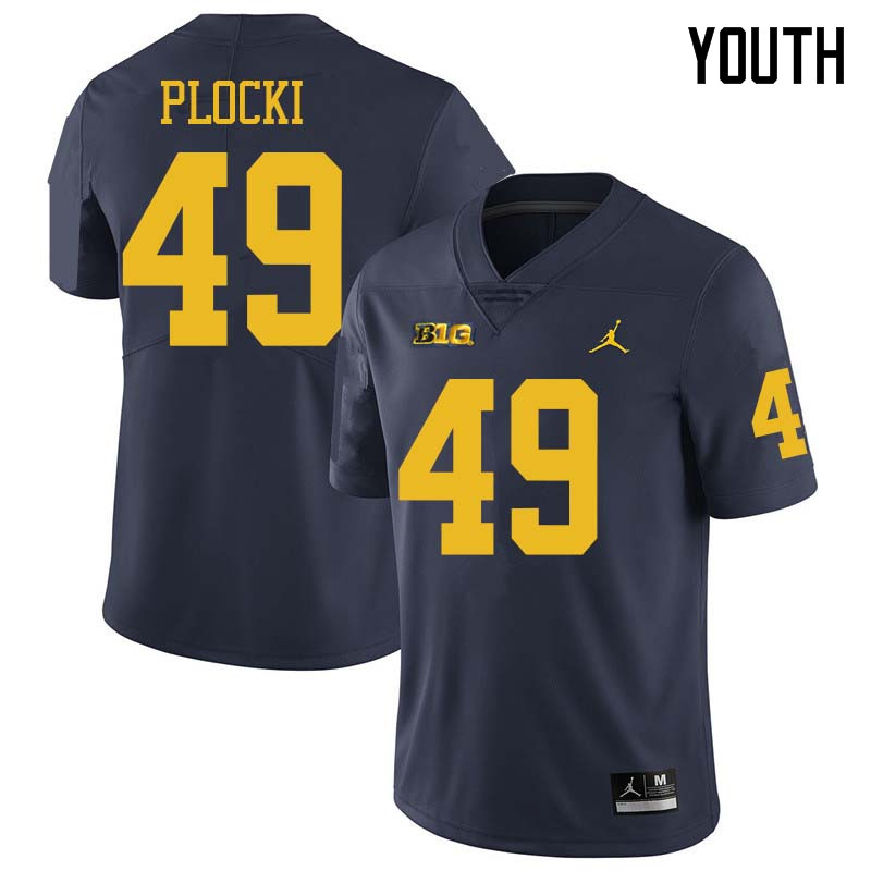 Jordan Brand Youth #49 Tyler Plocki Michigan Wolverines College Football Jerseys Sale-Navy